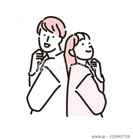 シンプル　イラスト　マッチングアプリで出会った若い男性と女性 120841739