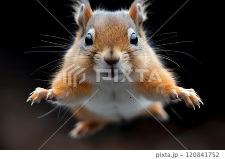 Adorable Curious Squirrel in Focused Close-Up Portrait Generative AI 120841752