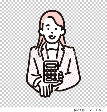 商人拿著計算器並提出估算的簡單說明 120841860