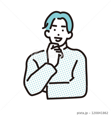 シンプル　イラスト　腕を組んだ笑顔の若い男性 120841862