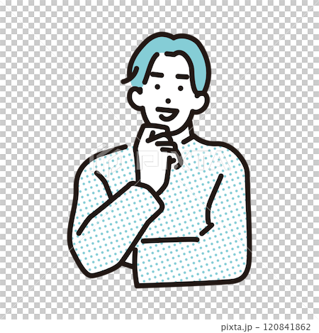 シンプル　イラスト　腕を組んだ笑顔の若い男性 120841862