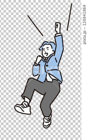 Simple illustration: A male student jumping towards the future 120841869