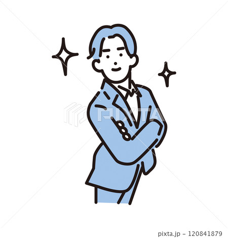 シンプル イラスト 自信満々で星を散らすビジネスマン シンプル イラスト 自信満々で星を散らすビジネスマン 120841879