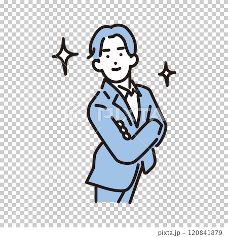 シンプル イラスト 自信満々で星を散らすビジネスマン シンプル イラスト 自信満々で星を散らすビジネスマン 120841879