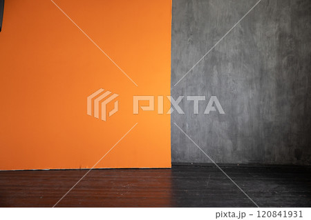Interior of an empty black and orange room Interior of an empty black and orange room 120841931