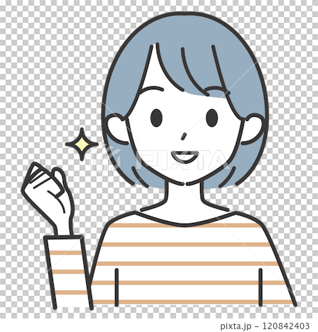 一個穿著條紋衣服的女人做拳頭泵 120842403