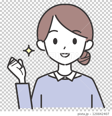 一個帶著髮髻的女人做拳頭泵 120842407