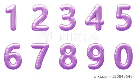 3D画像_風船_数字_紫 120843545