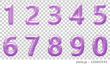 3D画像_風船_数字_紫 120843545