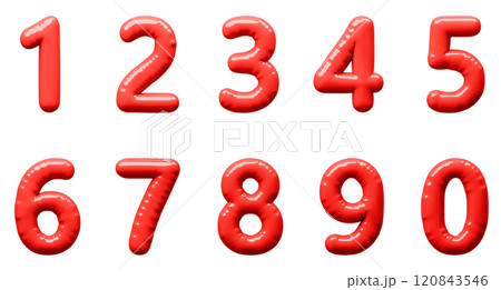 3D画像_風船_数字_赤 120843546