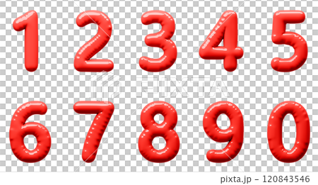 3D画像_風船_数字_赤 120843546