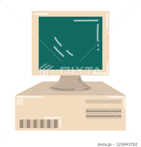 Cartoon retro personal computer from 1990 years isolated on white background.  120843702