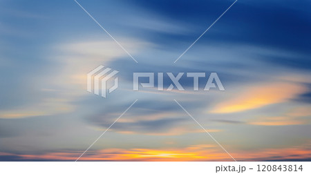 Background with sky with clouds at sunset in summer Background with sky with clouds at sunset in summer 120843814