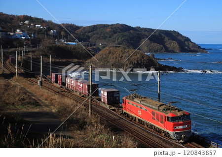 絶景の信越本線を駆け抜けるEF510-4号機牽引の貨物列車_2024/12/2撮影 120843857