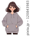 怒っているパーカーの女の子 120843983