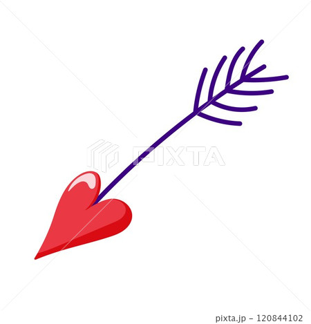 Heart with arrow in cartoon style. Symbol of Valentine day holiday. Isolated on a white background. 120844102