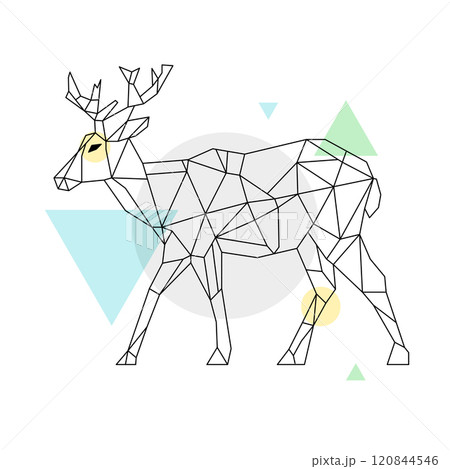 Geometric deer illustration polygonal colorful shape. Abstract polygonal design deer minimalist 120844546