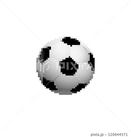 Pixel soccer ball icon on white. Retro-style pixelated illustration classic football ball icon 120844571