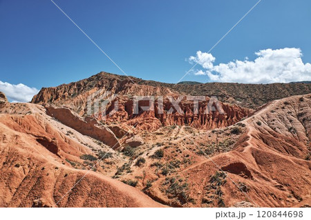 Picturesque Skazka canyon on the southern shore of Issyk-Kul lake, Kyrgyzstan Picturesque Skazka canyon on the southern shore of Issyk-Kul lake, Kyrgyzstan 120844698