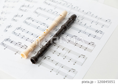リコーダーと楽譜イメージ03 リコーダーと楽譜イメージ03 120845051