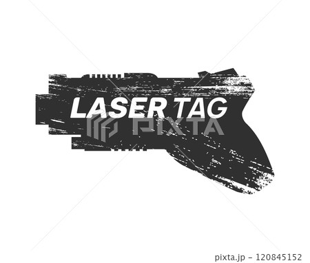Laser tag text with grunge-style laser gun silhouette. Vintage laser tag illustration featuring Laser tag text with grunge-style laser gun silhouette. Vintage laser tag illustration featuring 120845152