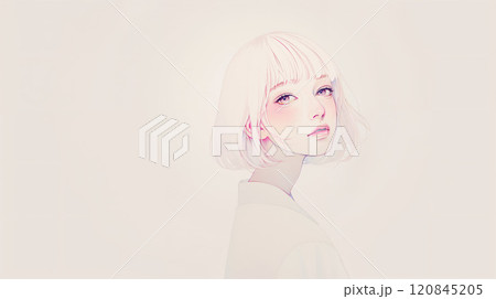 可愛い女性のポートレートイラスト 120845205