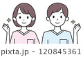 ガッツポーズをする若い看護師のイラスト 120845361