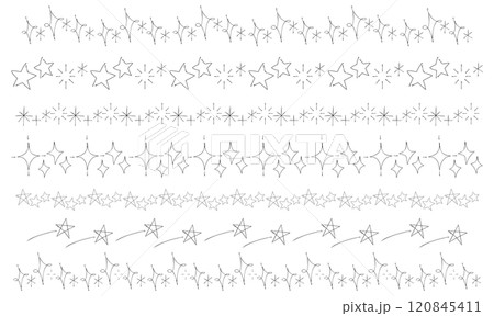 手書きのキラキラや星の罫線イラスト 黒の線画 手書きのキラキラや星の罫線イラスト 黒の線画 120845411