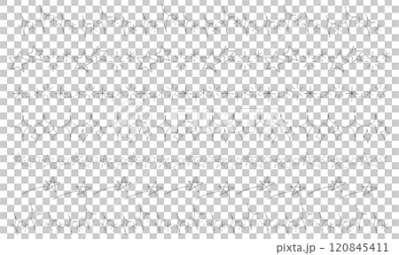 手書きのキラキラや星の罫線イラスト 黒の線画 手書きのキラキラや星の罫線イラスト 黒の線画 120845411