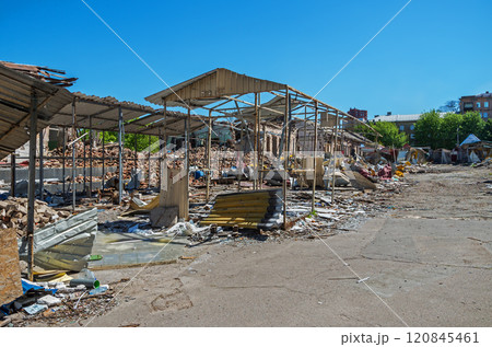russian invaders destroyed flea market rocket russian invaders destroyed flea market rocket 120845461