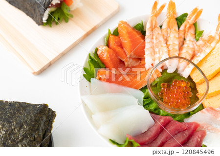 おうちで手巻き寿司〜具材イメージ01 おうちで手巻き寿司〜具材イメージ01 120845496