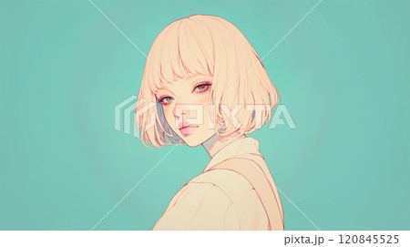 可愛い女性のポートレートイラスト 120845525