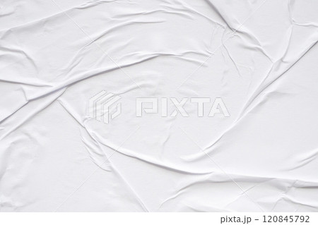 White blank crumpled and creased paper poster texture background 120845792