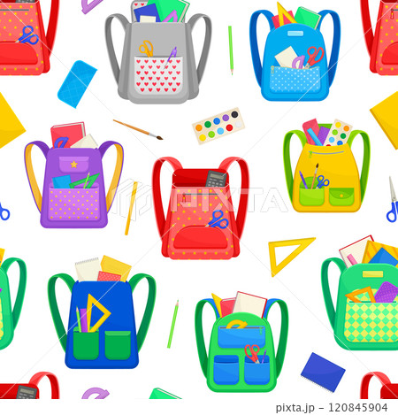 Back to School Seamless Pattern Design with Supply Vector Template Back to School Seamless Pattern Design with Supply Vector Template 120845904