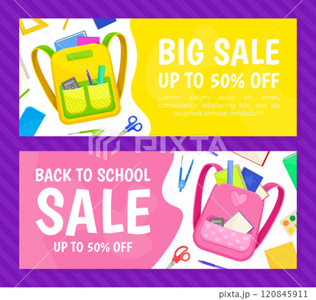 Back to School Banner Design with Supply Vector Template 120845911