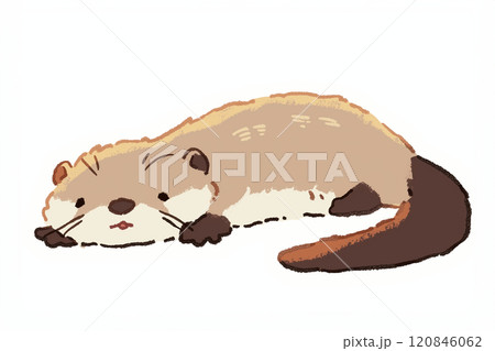 穏やかな表情のカワウソ 120846062