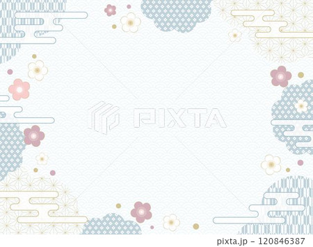 梅のフレーム 青 Plum blossom  frame 120846387