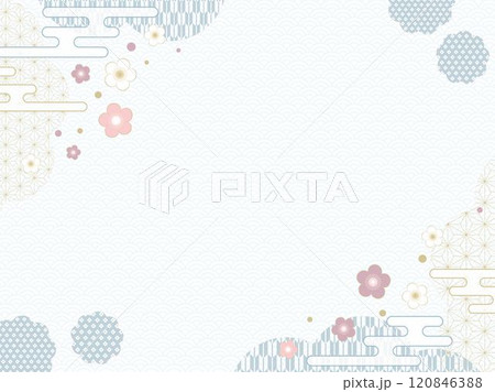 梅のフレーム 青 Plum blossom  frame 120846388