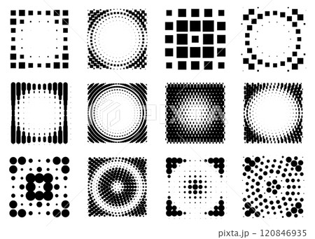 design elements. Halftone dotted frames set. Vector illustration 120846935