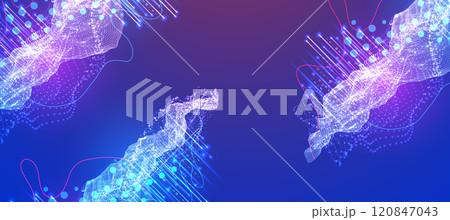 Big Data. Abstract digital futuristic vector illustration on technology background. Data mining and management concept. Hand drawn art. Big Data. Abstract digital futuristic vector illustration on technology background. Data mining and management concept. Hand drawn art. 120847043