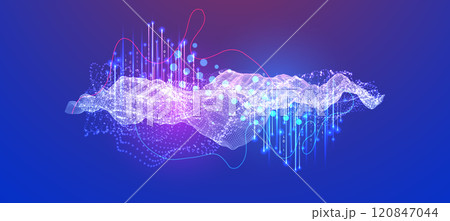 Big Data. Abstract digital futuristic vector illustration on technology background. Data mining and management concept. Hand drawn art. Big Data. Abstract digital futuristic vector illustration on technology background. Data mining and management concept. Hand drawn art. 120847044