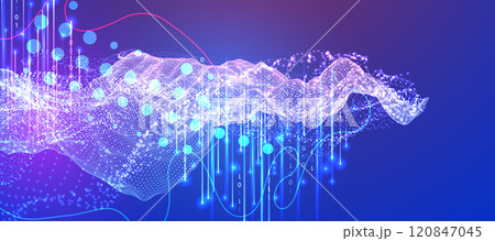 Big Data. Abstract digital futuristic vector illustration on technology background. Data mining and management concept. Hand drawn art. 120847045