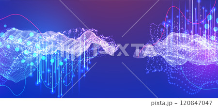 Big Data. Abstract digital futuristic vector illustration on technology background. Data mining and management concept. Hand drawn art. 120847047