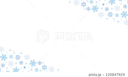 雪の結晶と星　青　水色　フレーム　コーナー 120847929