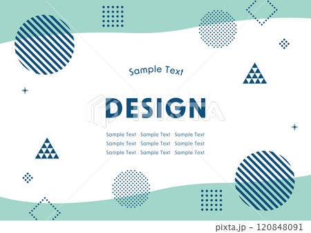 幾何学　シンプル　フレーム 　ミント　紺色　メンフィス	 120848091