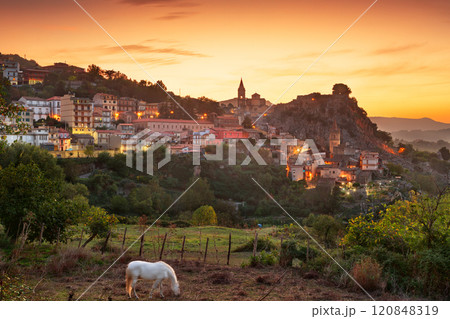Novara di Sicilia, Italy at Dusk 120848319