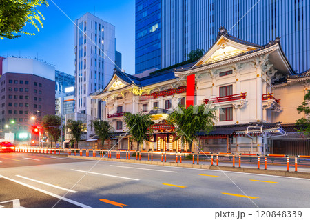 Ginza, Tokyo, Japan cityscape with the Kabuki Theatre Ginza, Tokyo, Japan cityscape with the Kabuki Theatre 120848339