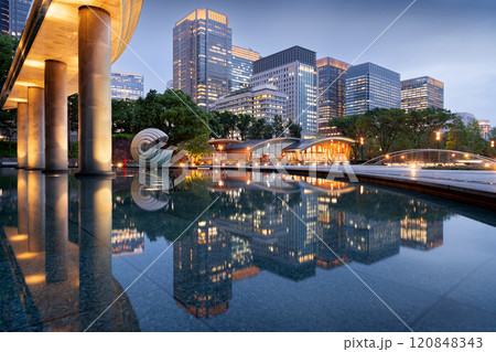 Chiyoda, Tokyo, Japan cityscape at blue hour from Wadakura Park. 120848343