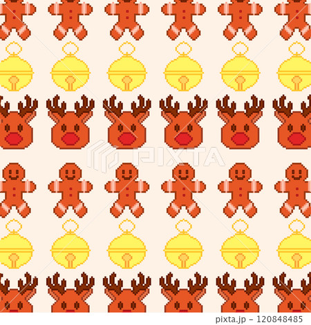 Christmas pattern with reindeer and bells Vector 120848485