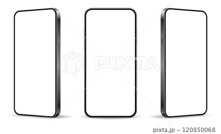 Realistic Smartphone mockup. Mobile phone different angles views Realistic Smartphone mockup. Mobile phone different angles views 120850068